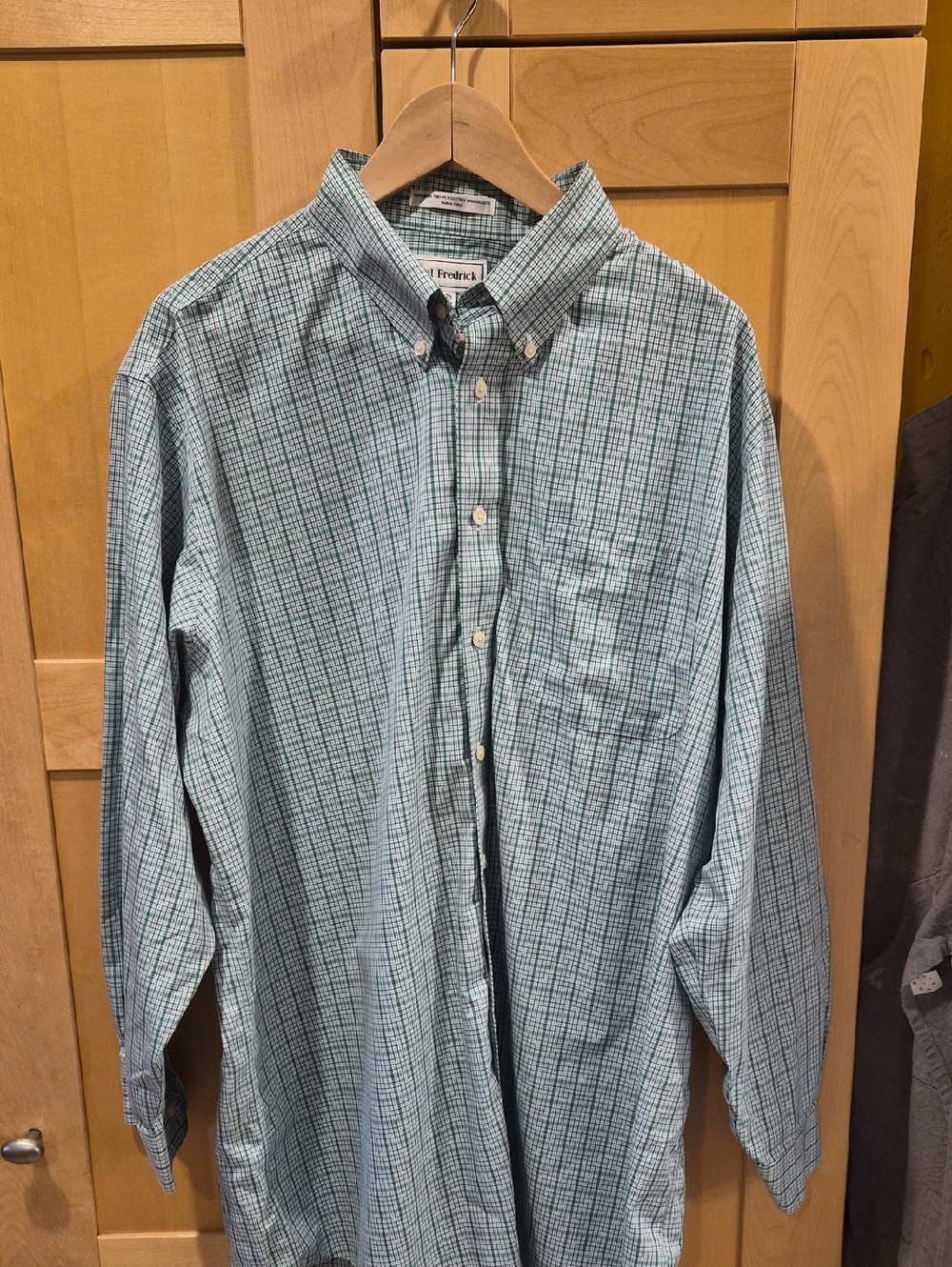 Paul Fredrick Light Green Plaid Long-Sleeve Button-Down Shirt